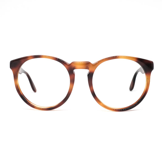 Bausch and Lomb B&L vintage brown tortoise acetate round pantos style eyeglasses frames with keyhole bridge, 1980s NOS USA