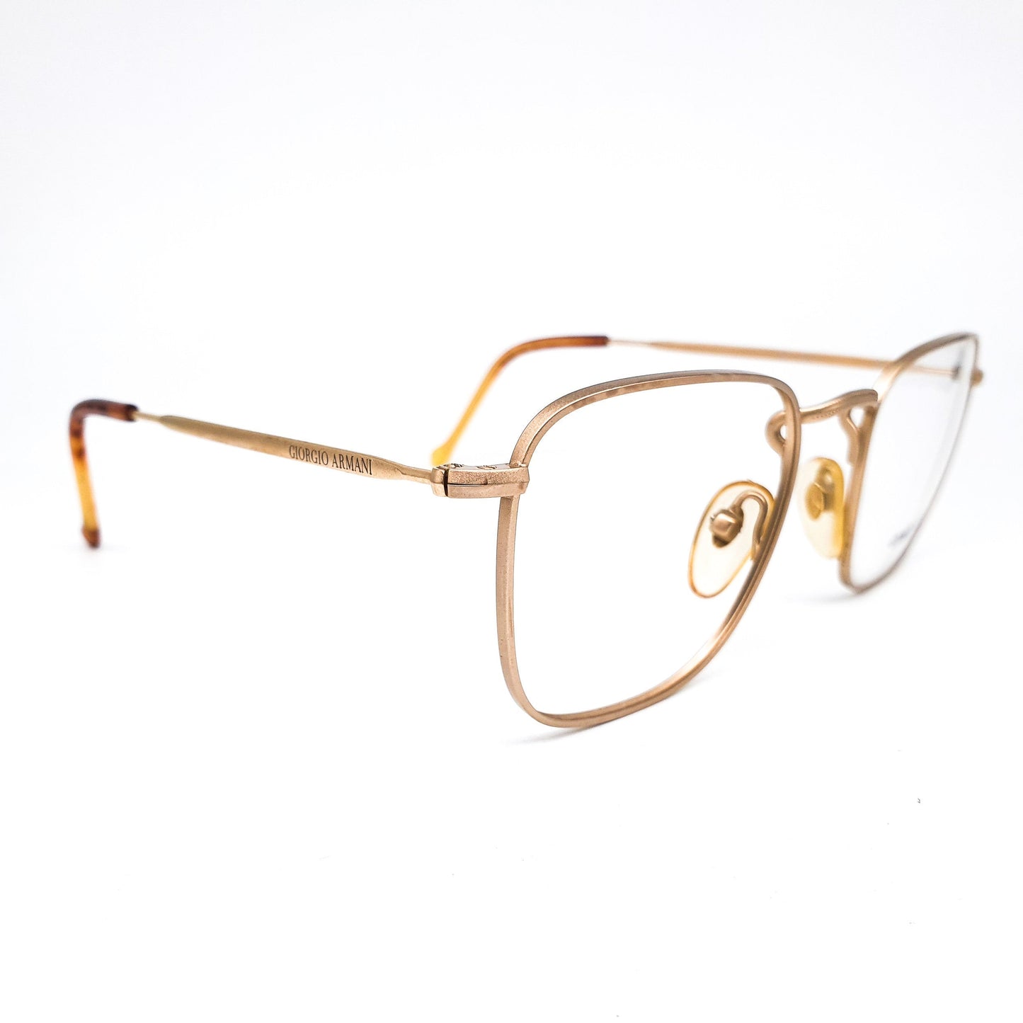 Giorgio Armani large square gold eyeglasses frames, 1980s ITALY NOS