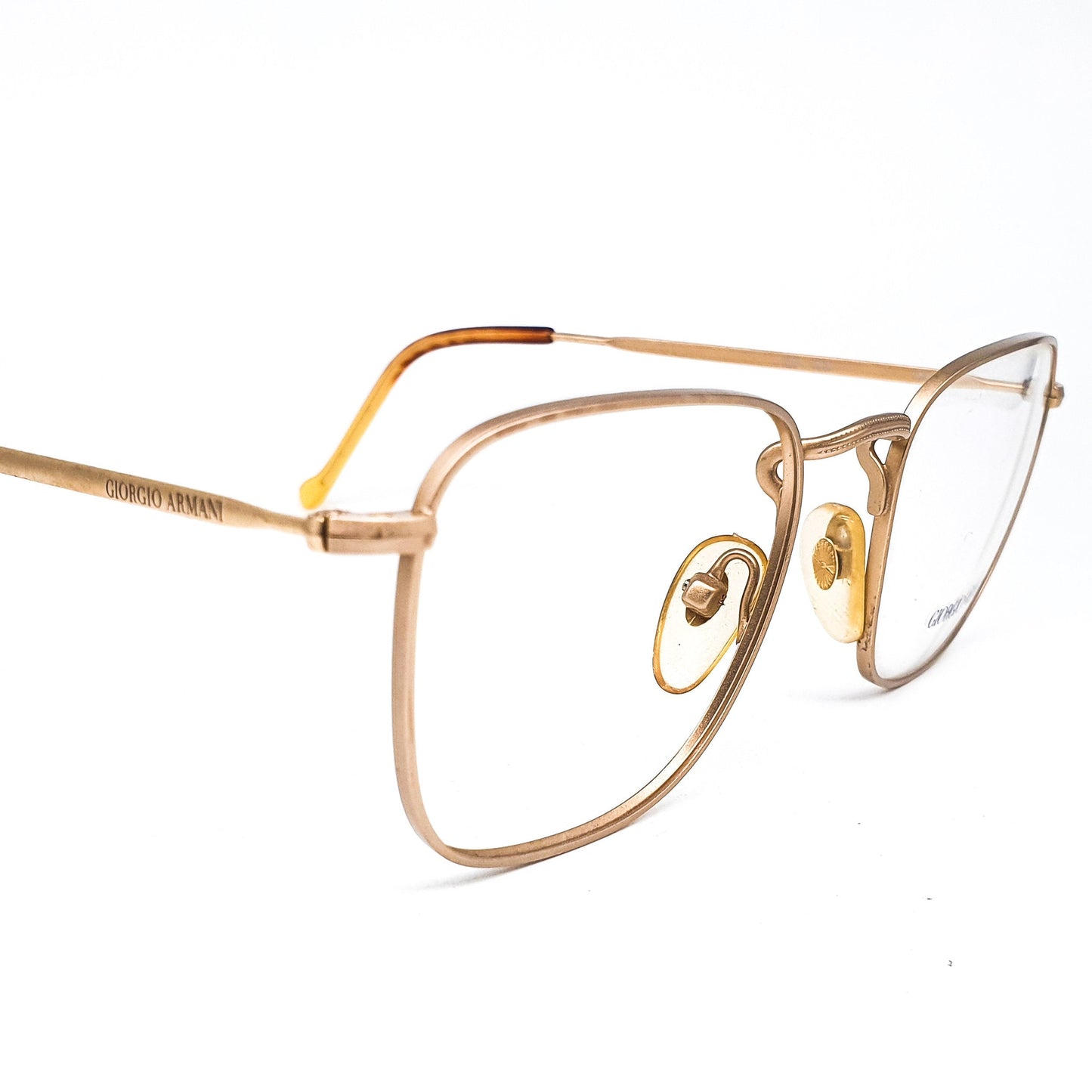 Giorgio Armani large square gold eyeglasses frames, 1980s ITALY NOS