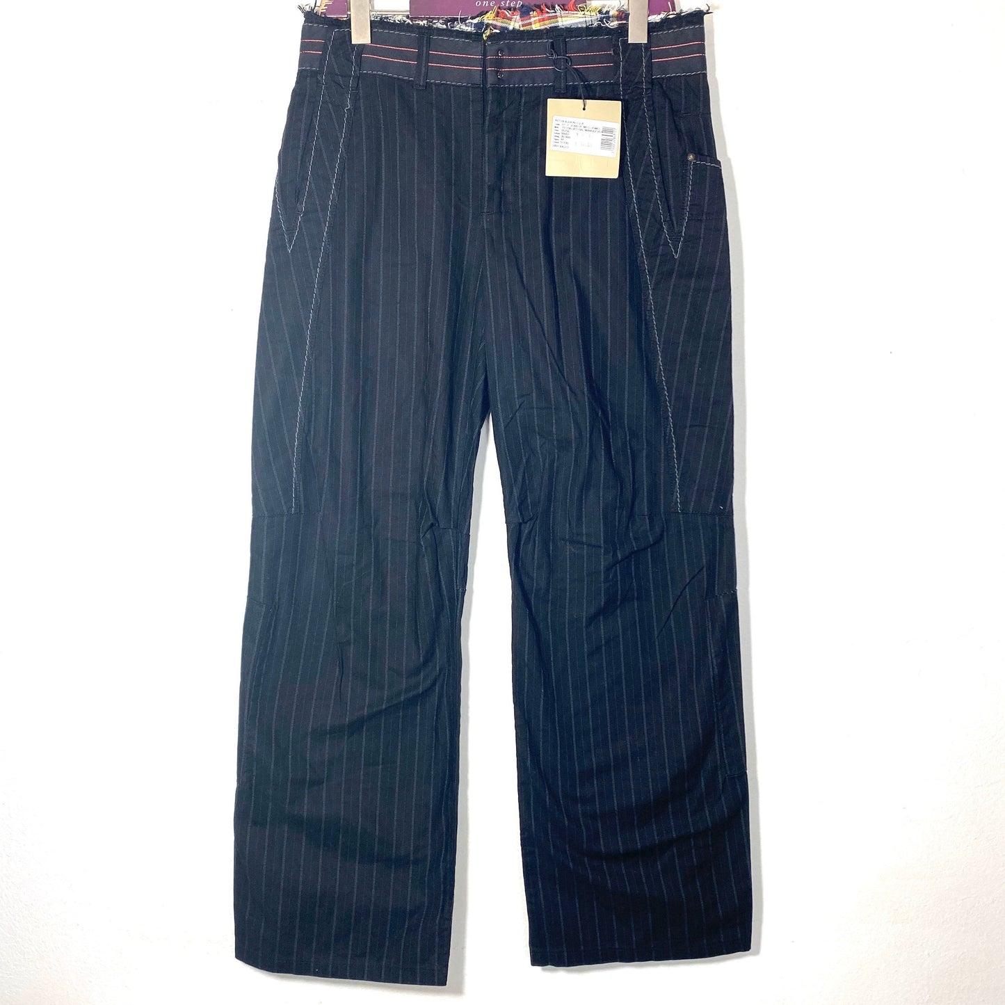 Marithe F. Girbaud Casual pinstripe navy (almost black) men trousers made in Italy in the 90s, new old stock with tags