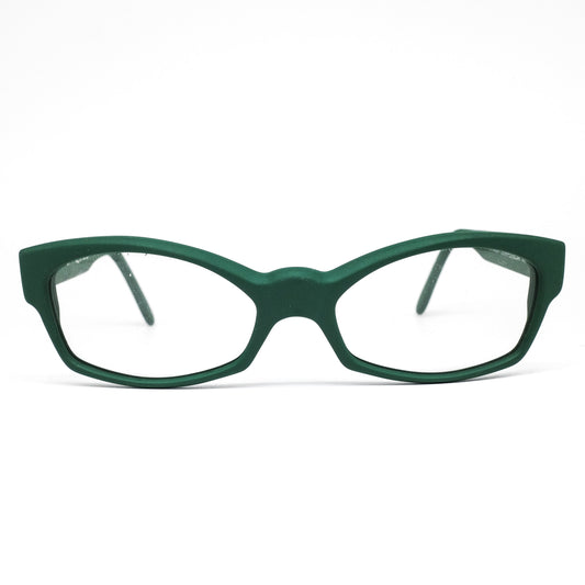 Michel Klein for Jean Lempereur MK19 matt green acetate vintage eyeglasses frames, NOS 1980s Made in France