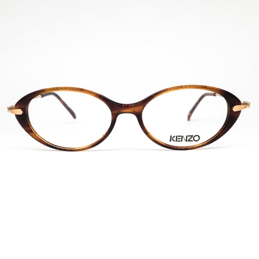 Kenzo k596 DINAH vintage oval brown tortoise cello eyeglasses frames, 80s France