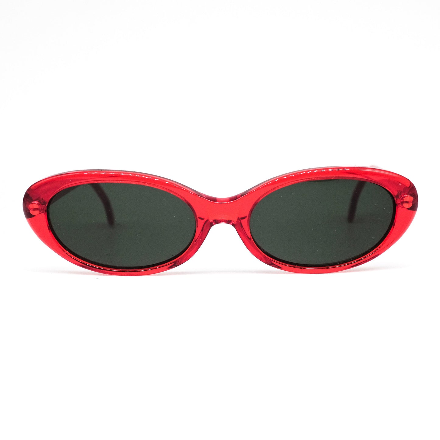 Danny tondo red oval acetate hippysunglasses with black lenses, 1980s NOS Italy