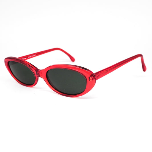 Danny tondo red oval acetate hippysunglasses with black lenses, 1980s NOS Italy