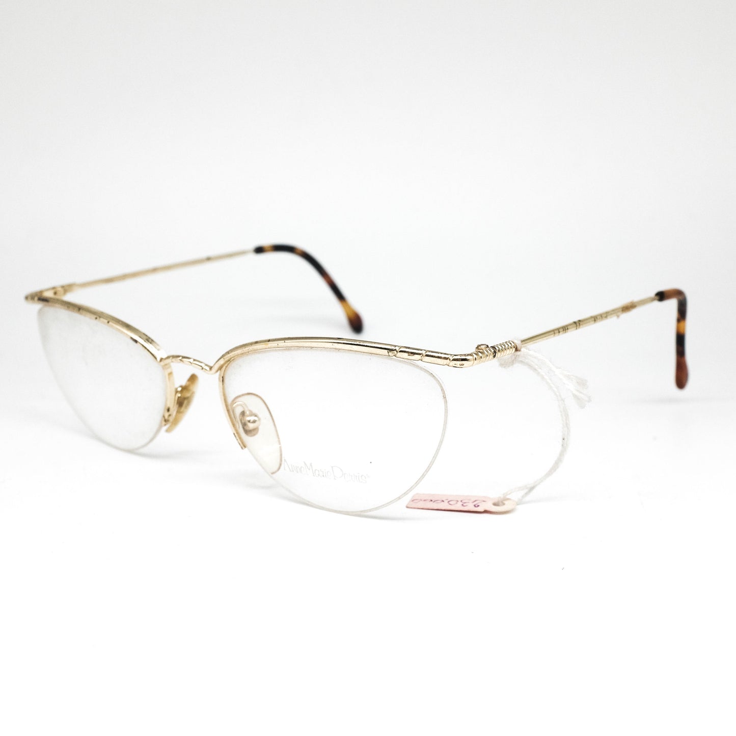 Anne Marie Perris X015 vintage luxurious golden cateye with thick browline eyeglasses frames plated in 23k gold, nos 80s Italy