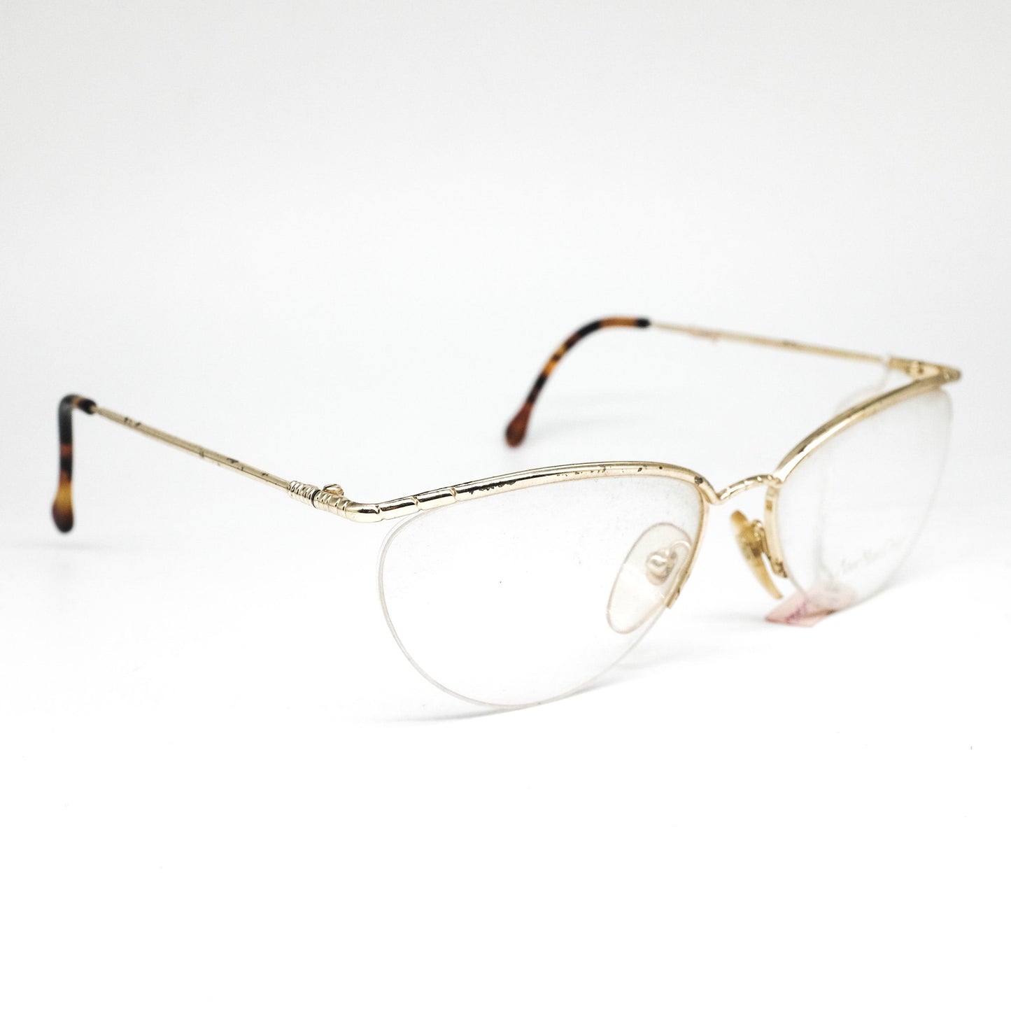 Anne Marie Perris X015 vintage luxurious golden cateye with thick browline eyeglasses frames plated in 23k gold, nos 80s Italy