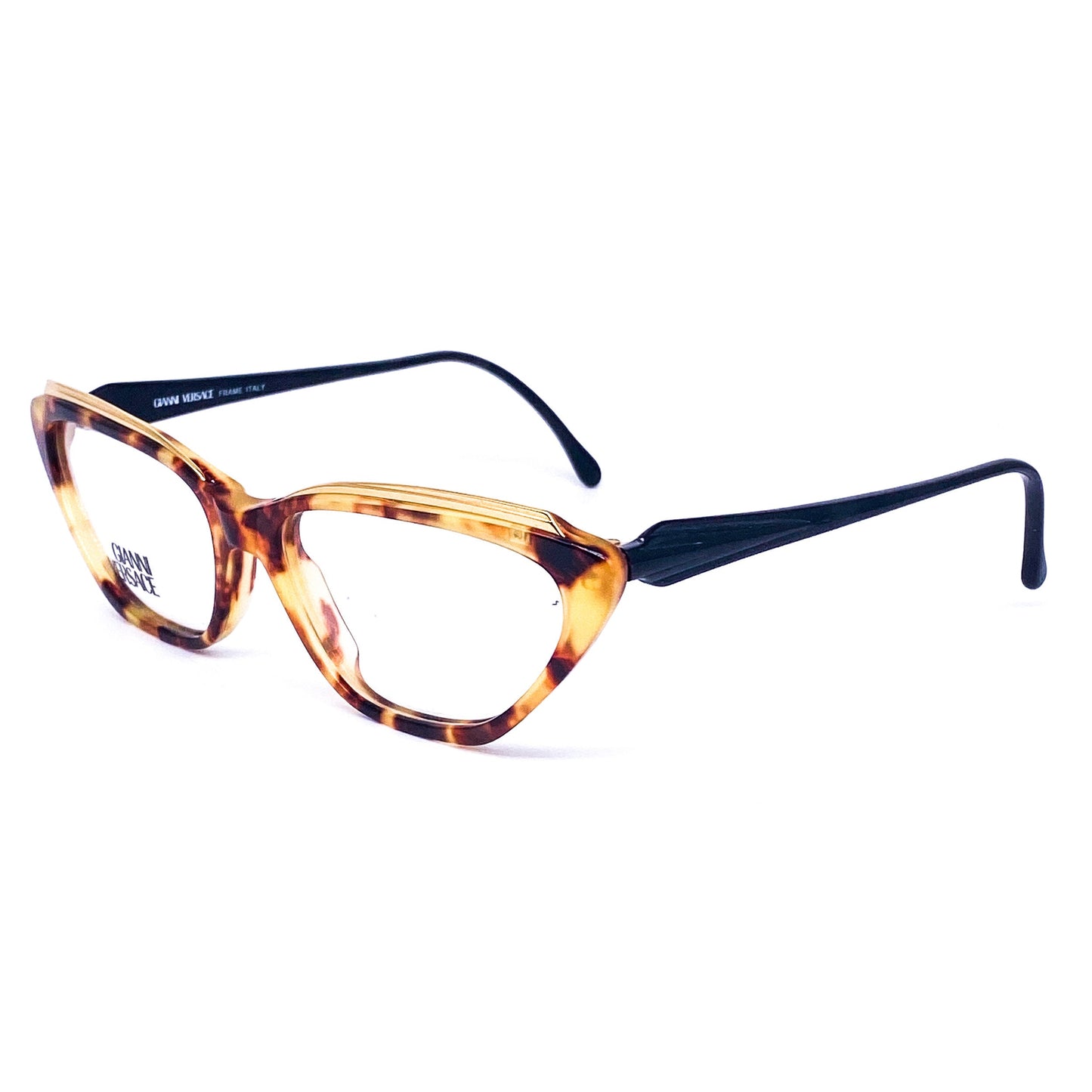 Gianni Versace classic brown tortoise cateye eyeglasses frames in cellulose acetate, NOS 90s