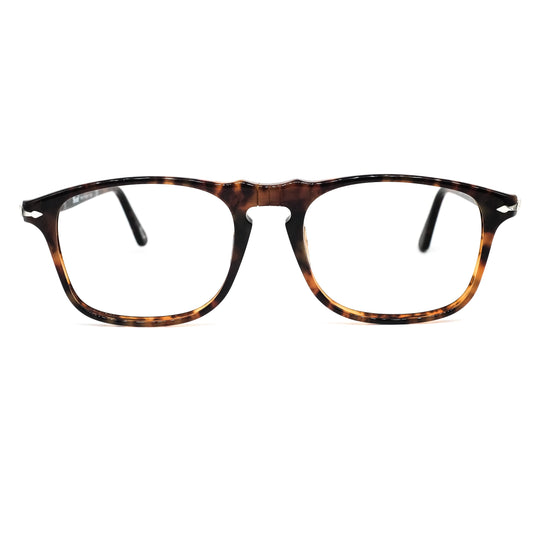 Persol 3059s vintage brown tortoise square eyeglasses frames with flexible bridge, 80s NOs handmade in Italy