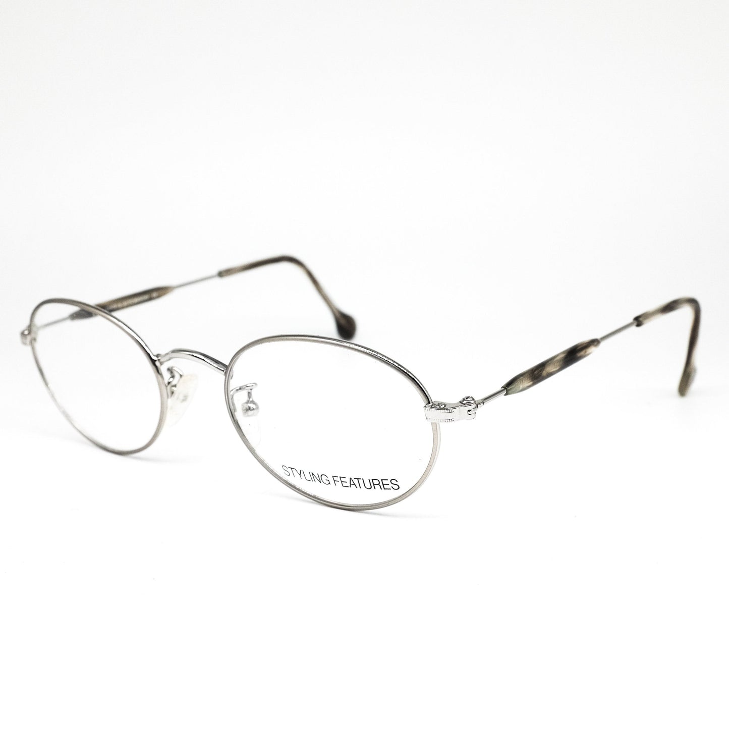 Dollond & Aitchison minimal oval shaped matt silver metallic eyeglasses frames, NOS 80s