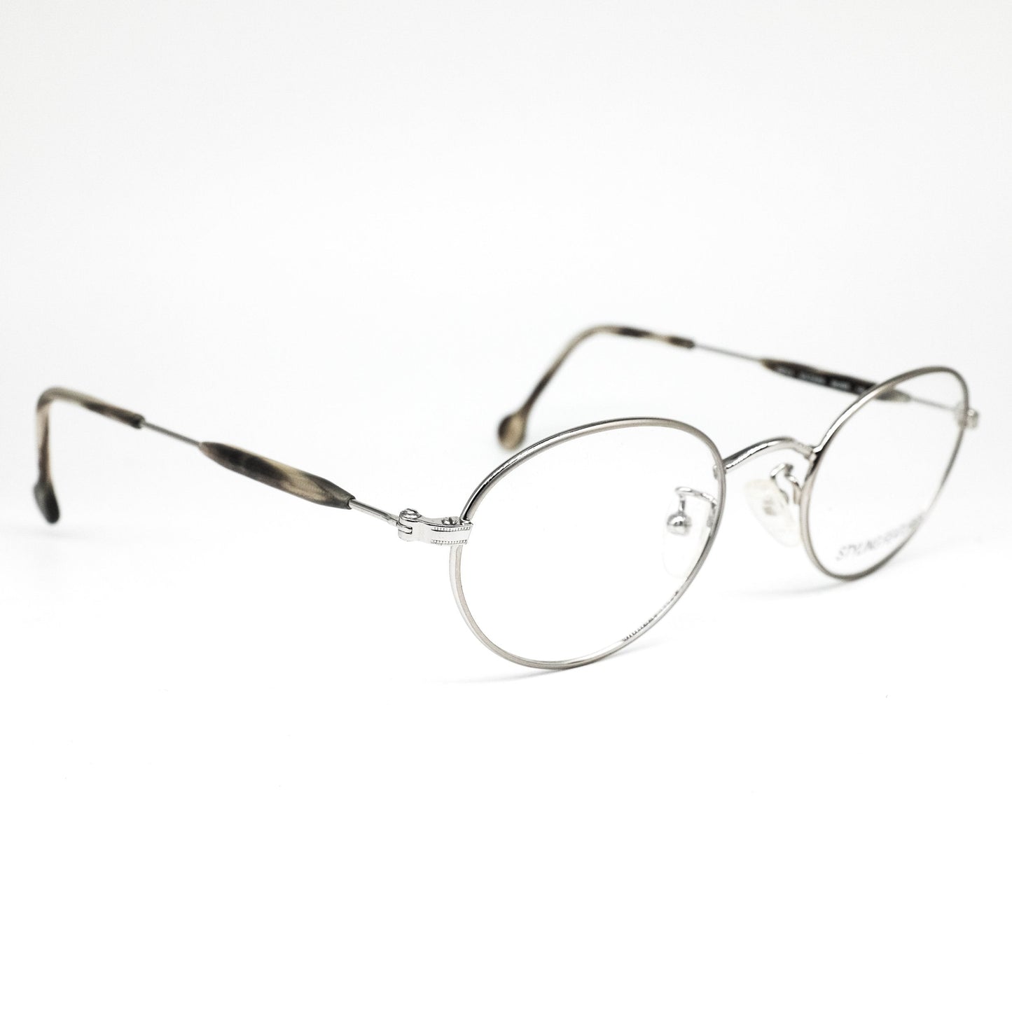 Dollond & Aitchison minimal oval shaped matt silver metallic eyeglasses frames, NOS 80s