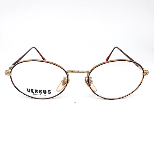 Versus Versace retro geeky oval golden/tortoise eyeglasses frames, 90s NOS