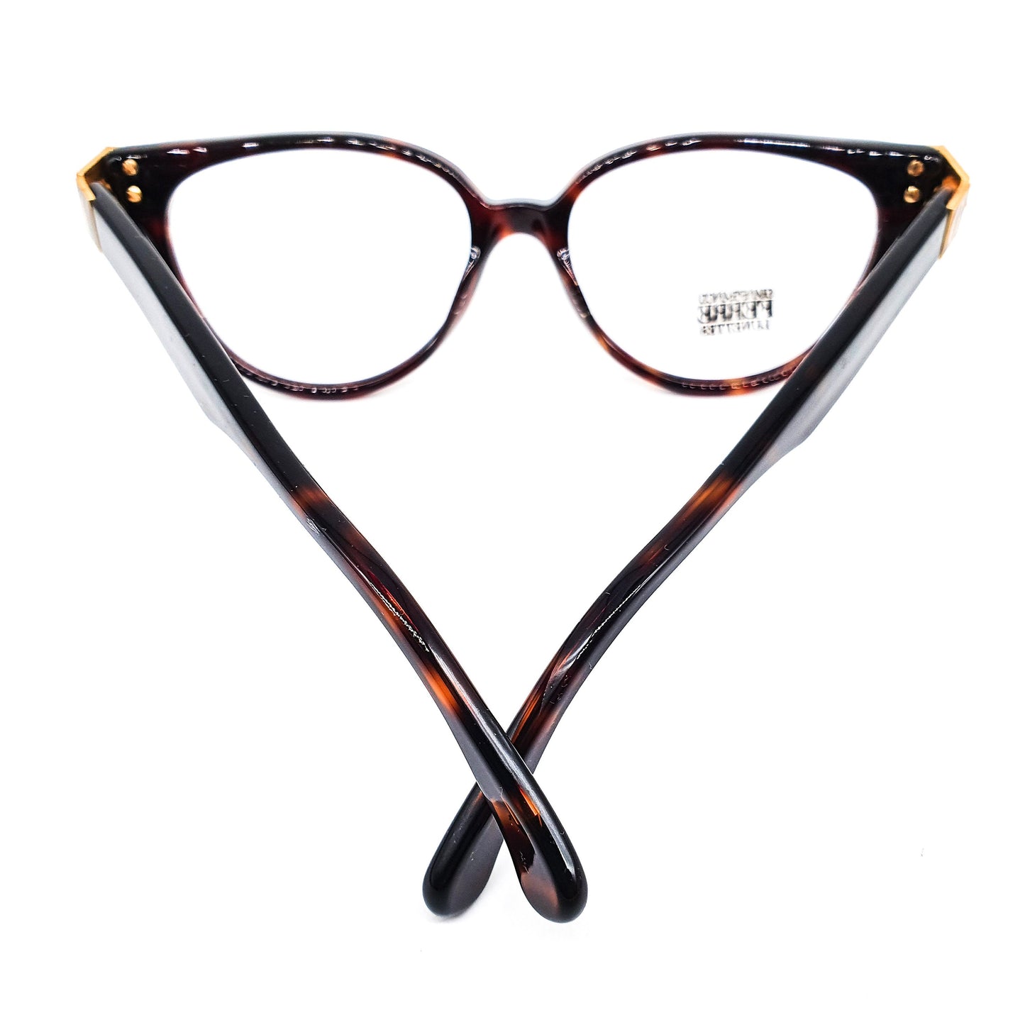 Gianfranco Ferré GFF106 tortoise eyeglasses frames with huge branding details hand made in Italy, 1980s nos