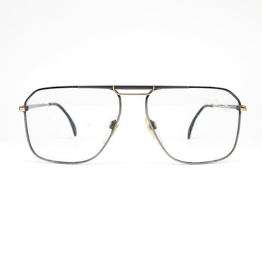 Silhouette 6035 iconic square dark silver metallic eyeglasses frames with golden hinges, 1990s NOS Austria