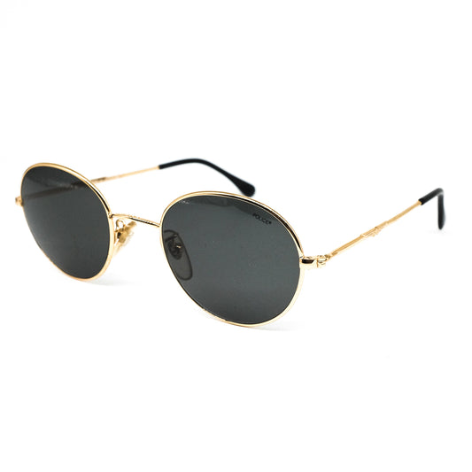 Police 2199 round golden metallic sunglasses in minimalistic design, 1980s NOS Italy