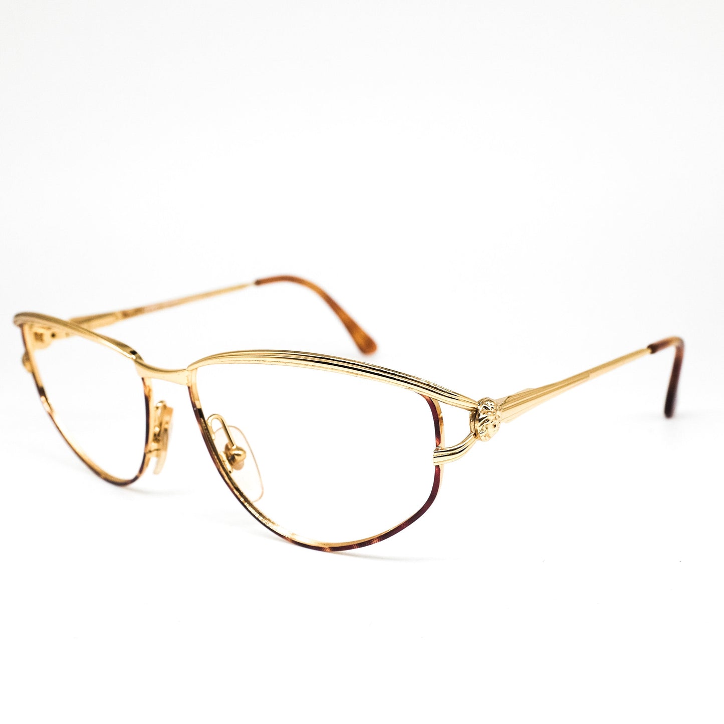 Gianni Versace G95 medusa golden metallic eyeglasses frames made in Italy, NOS 1990s