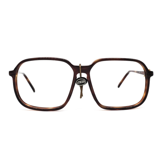 Lozza Zilo large square eyeglasses in brown tortoise acetate  1970's  NOS Italy