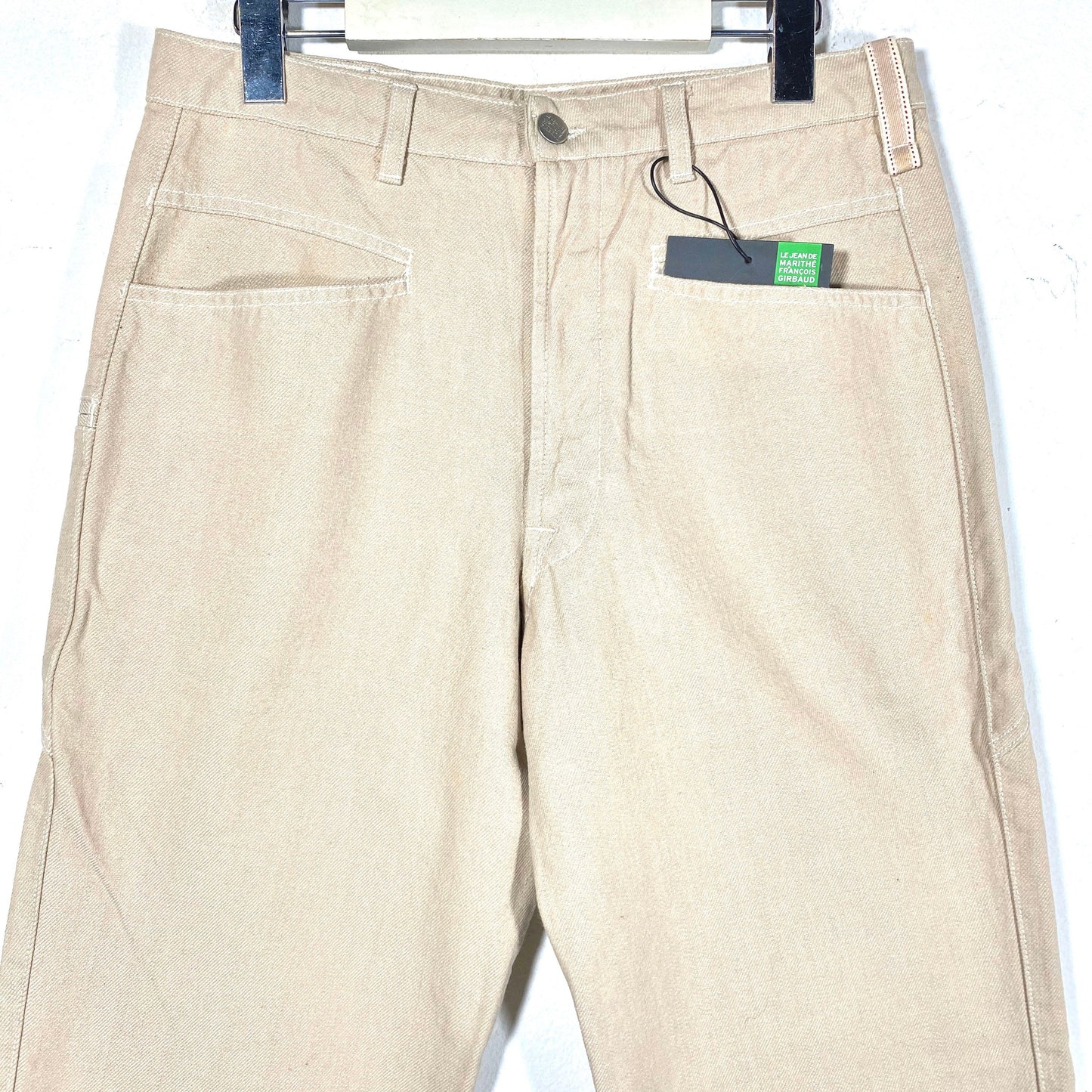 Marithe F. Girbaud vintage beige cargo trousers with pencil pocket, NWT 90s