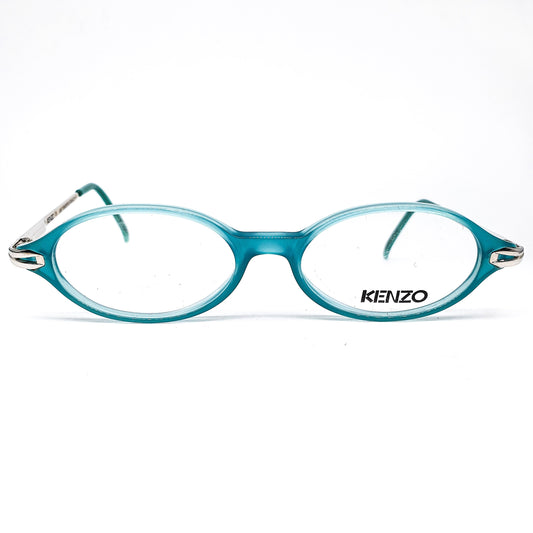 Kenzo k43s vintage classic oval cello tiffany blue and silver eyeglasses frames, 80s France