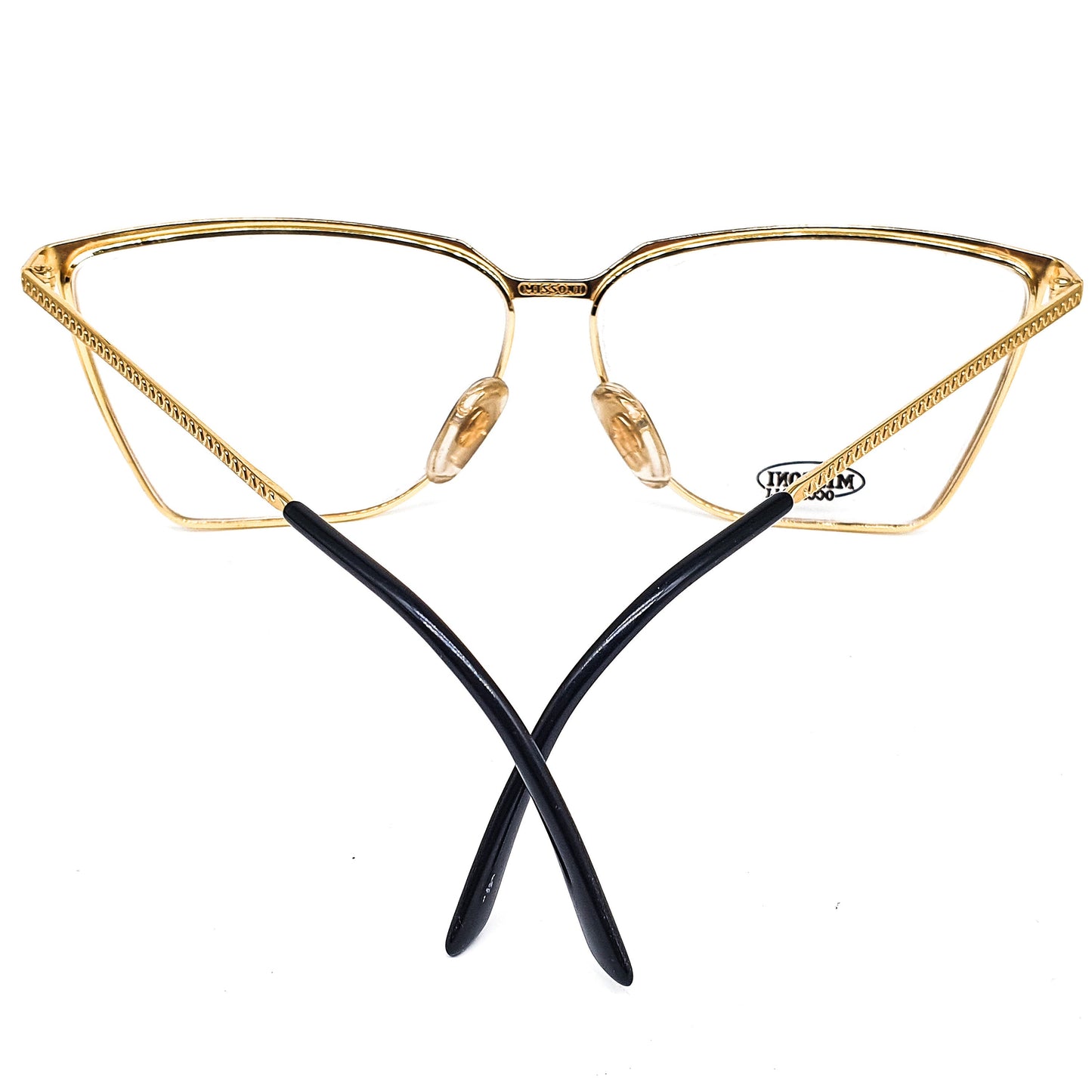 Missoni M317 oversized gold square cateye eyeglasses frames, 1980s NOS Italy