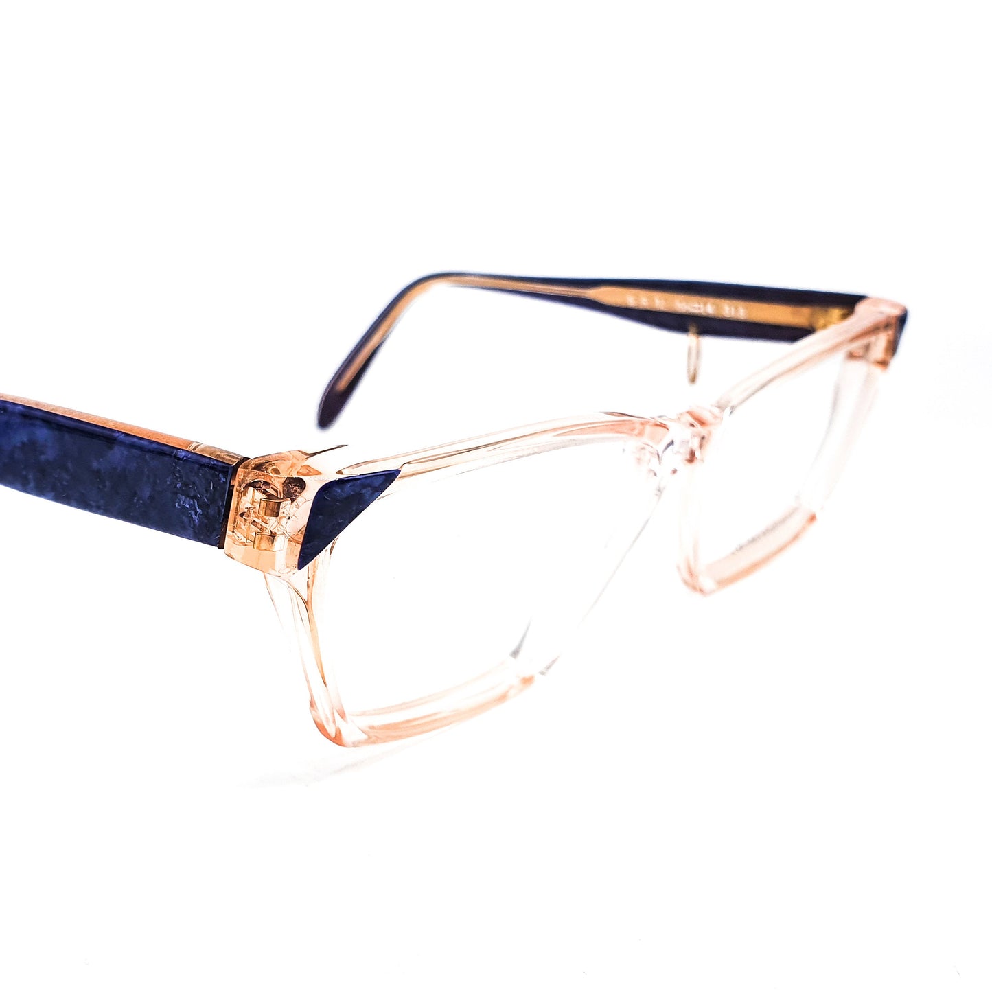 Sonia Rykiel SR12 square clear eyeglasses frames with cool pierced temple detail and contrasting temples, NoS 80s France