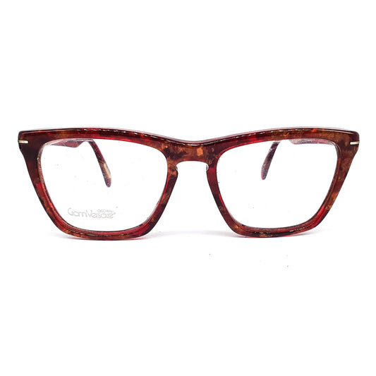 Gianni Versace 459 medusa burgundy marble square cateye eyeglasses frames made in Italy, NOS 1990s