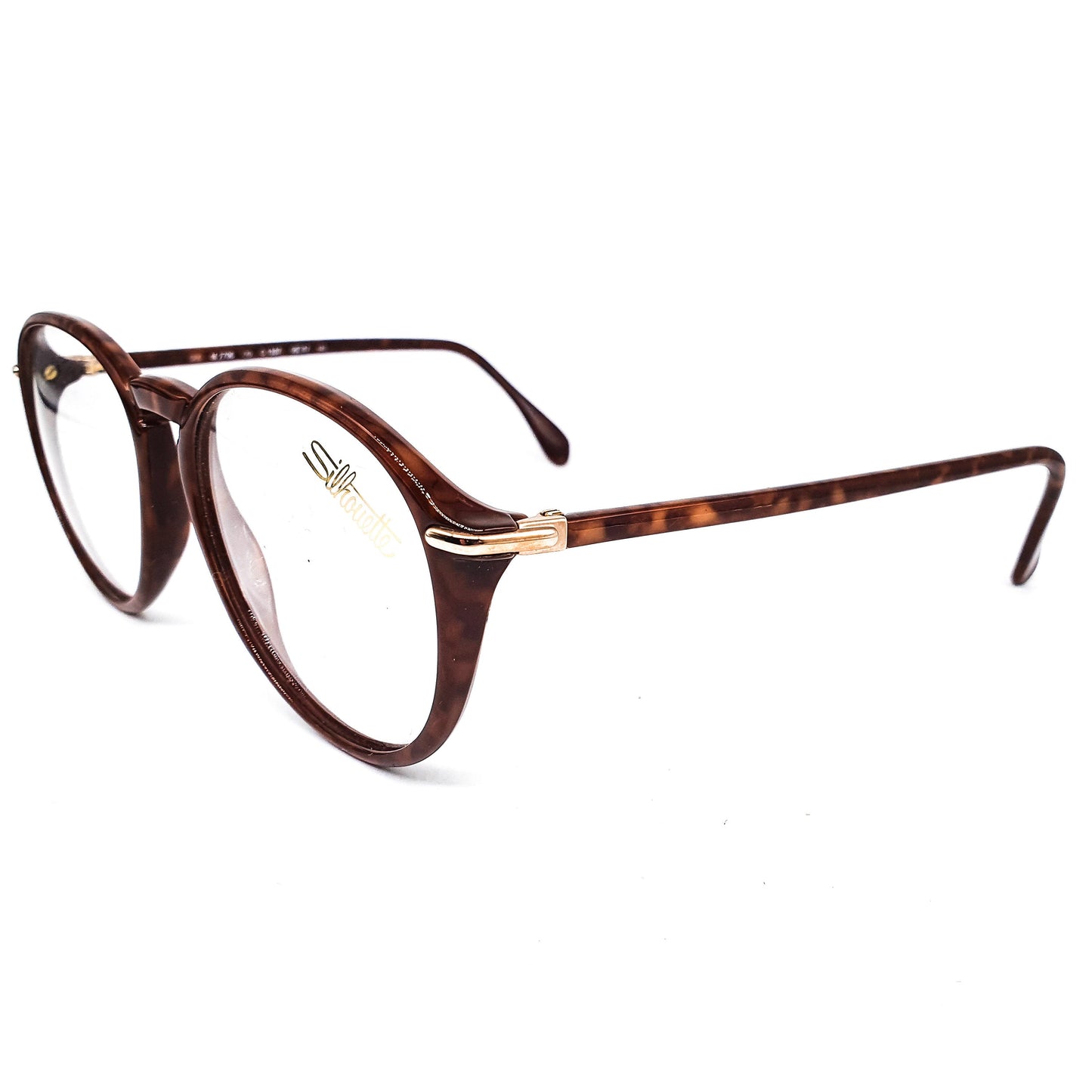 Silhouette 2706 iconic round dark brown tortoise pantos eyeglasses frames, 1990s NOS Austria