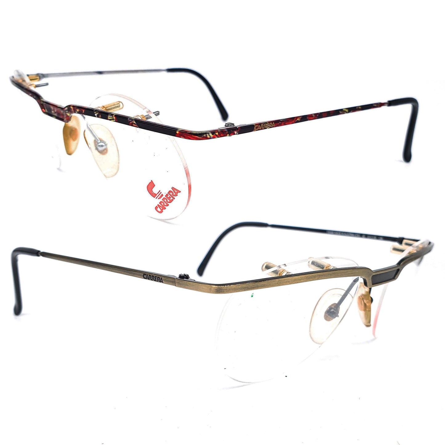 Carrera avant-garde vintage  browline rimless oval eyeglasses made in Austria, 1980s NOS in 2 colour options.