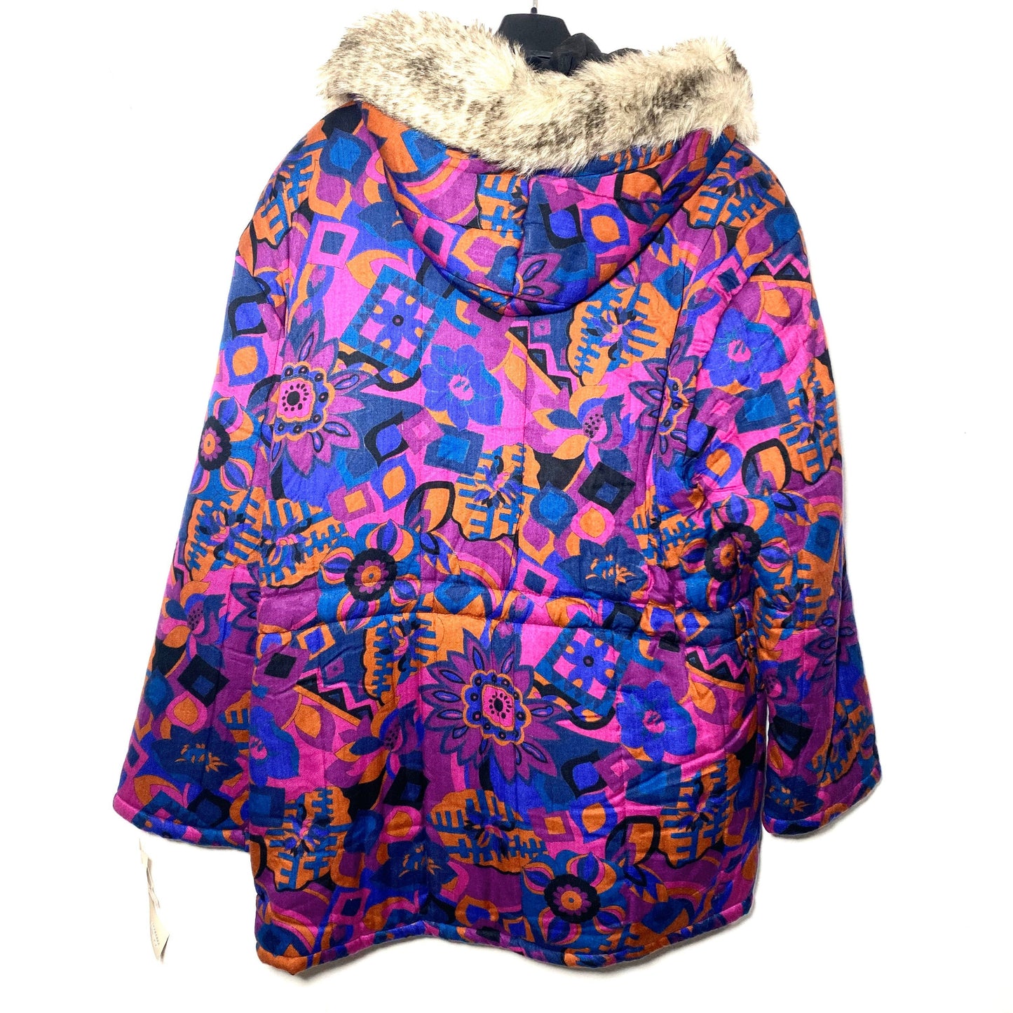 Purple tones Vegan parka with a beautiful abstract print allover, 1980s sartorial made in Italy sz 44 M