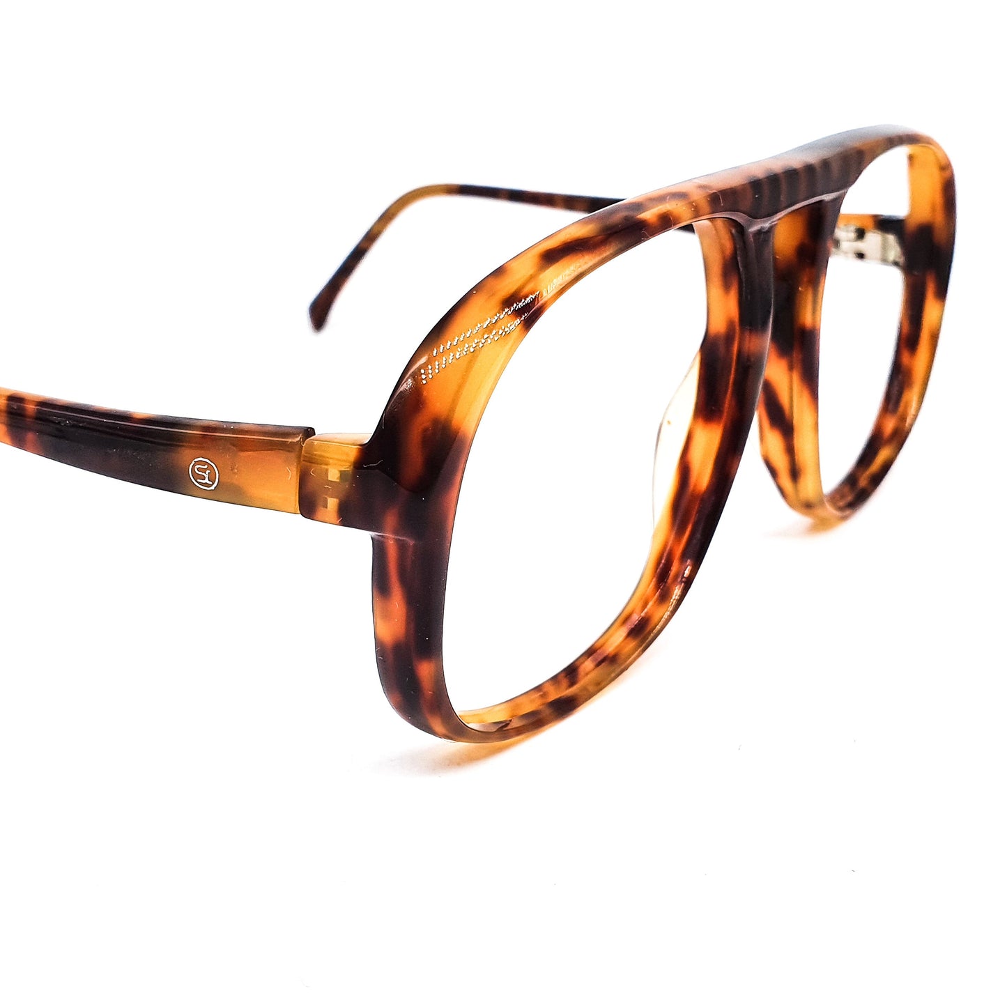 Errebi gents 1970s NOS oversized square eyeglasses hand made Italy in brown tortoise cellulose acetate, geeky and classic