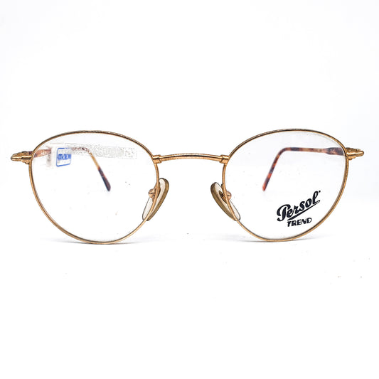 Persol Ratti Radyr drop shape golden metallic rim with brown tortoise temples eyeglasses frames NOS 80s Italy