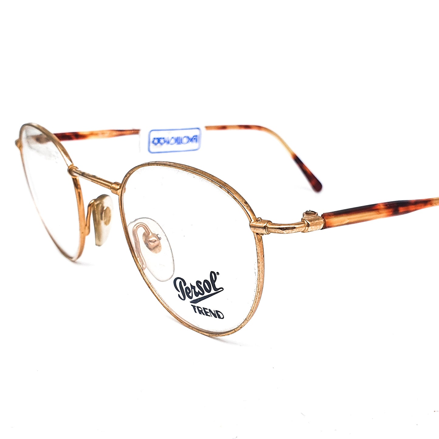 Persol Ratti Radyr drop shape golden metallic rim with brown tortoise temples eyeglasses frames NOS 80s Italy