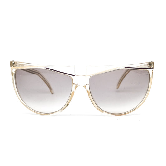 Gianni Versace medusa clear cateye sunglasses with special diamond cut inspired flat browline. Made in Italy, NOS 1980s