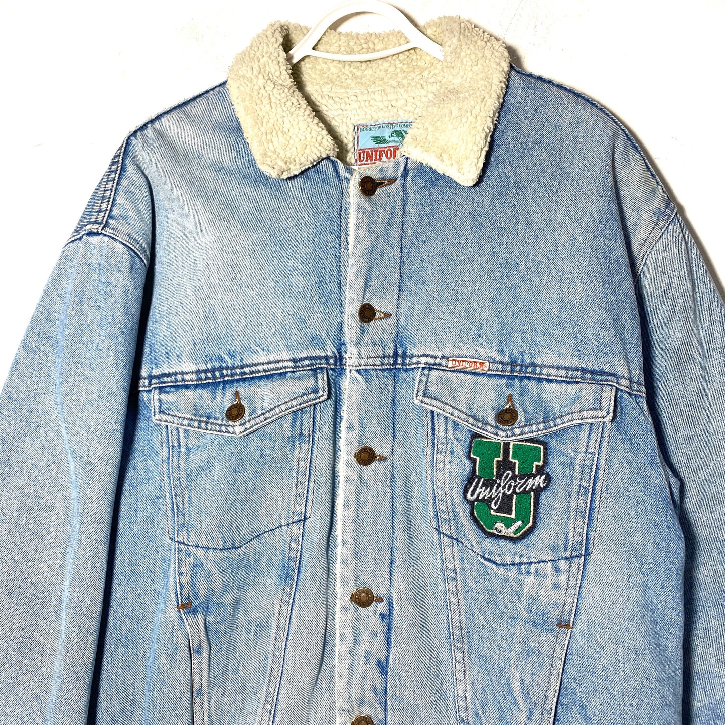 Uniform 80s denim Sherpa trucker jacket size L, in great condition