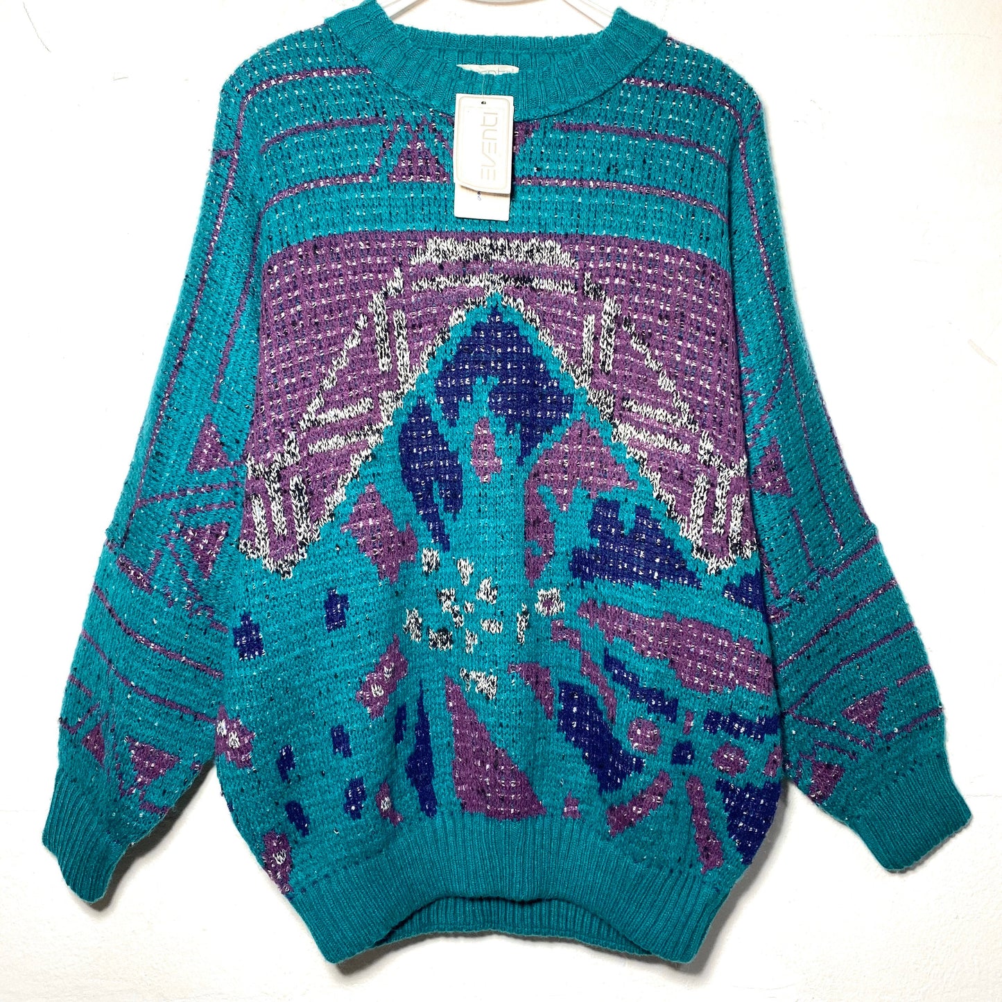 Eventi cool and warmest geometrical knitted alpaca / wool blend jumper, new old stock with tags