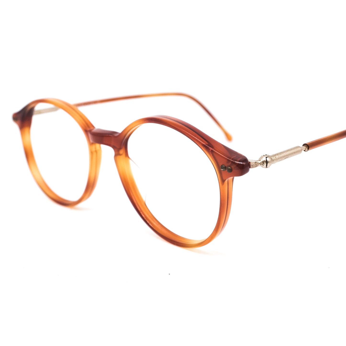 Clark by trevi round pantos style brown tortoise eyeglasses frames NOS 80s Italy