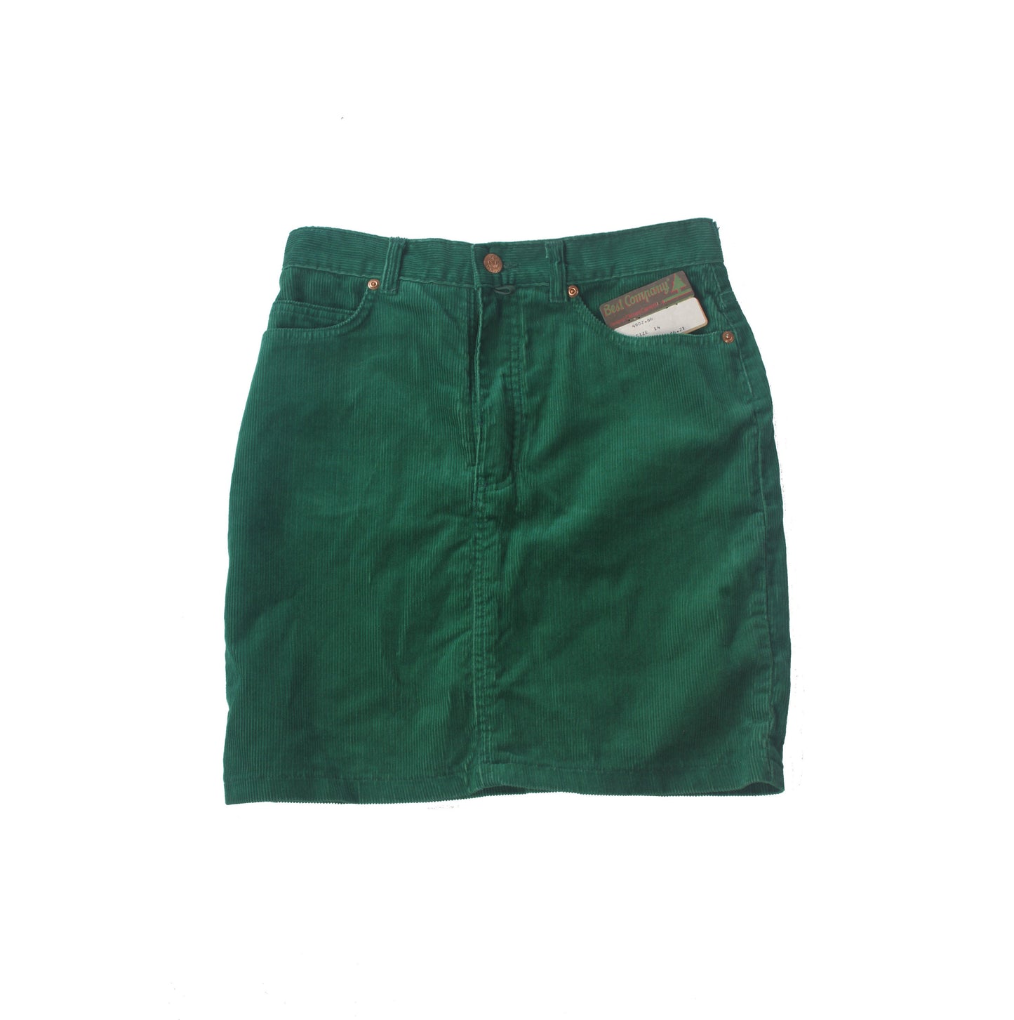Best Company 80s corduroy velvet mini skirts, available in green and grey color, new old stock with tags, sizes 27,28,29