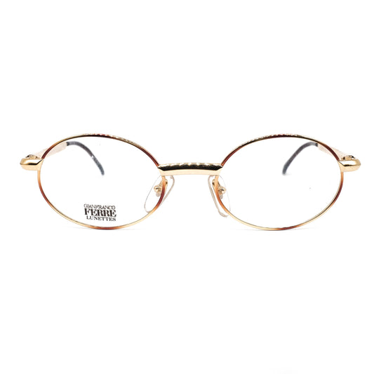 Gianfranco Ferre GFF 145 classic golden metallic oval eyeglasses, 1980s NOS Italy