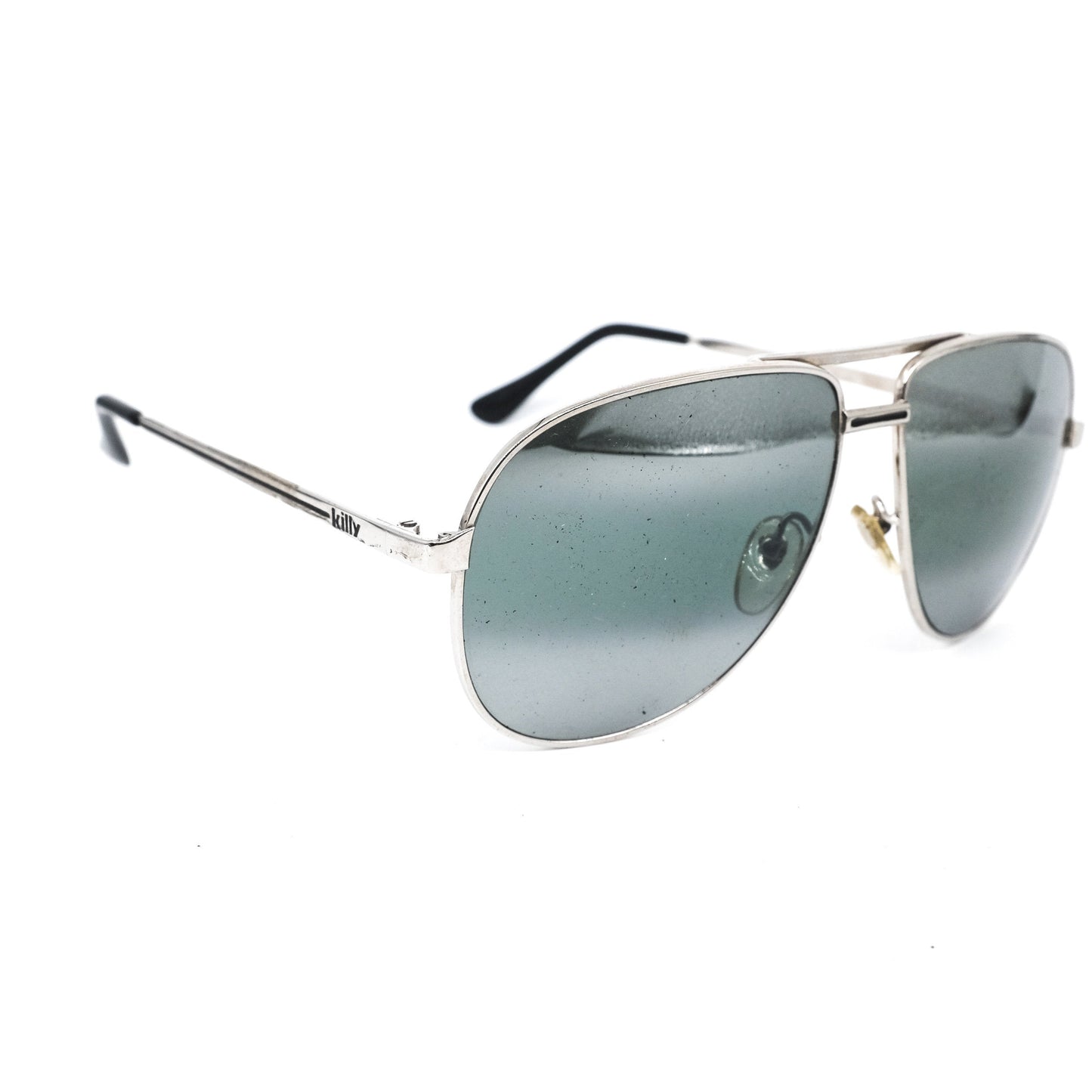 Killy vintage classic silver metal aviator with silver mirrored lenses. new old stock 80s with box