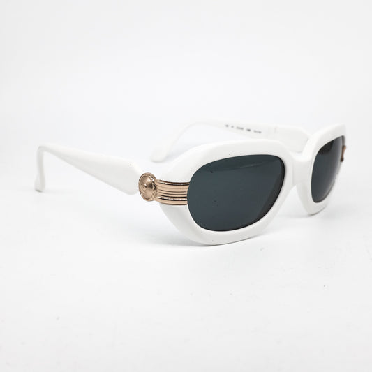 Pierre Cardin 1960s rare square oval white acetate sunglasses with golden hinges details, great condition