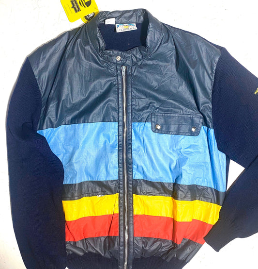 Navigare vintage sailor / mariner knitted zip up jumper / jacket, 1980s NOS Italy
