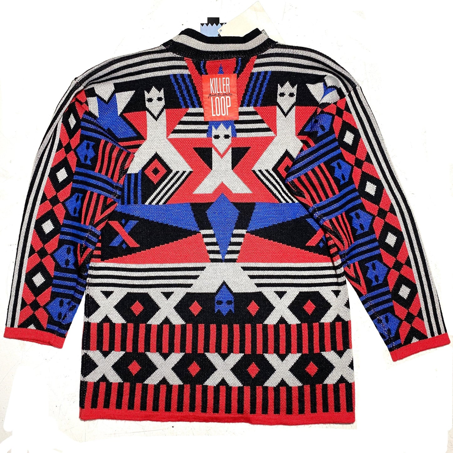 Killer Loop coolest geometrical futuristic tribal / Navajo allover snowboard over fit jumper, new with tags