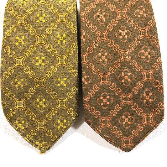1970s NOS slim mod / psychedelic prints silk jacquard  ties, 2 colorways available