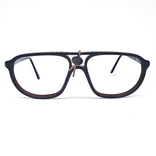 Lozza Zilo celloluse acetate aviator eyeglasses in dark brown tortoise frames with large square rim with round corners 1970's  NOS