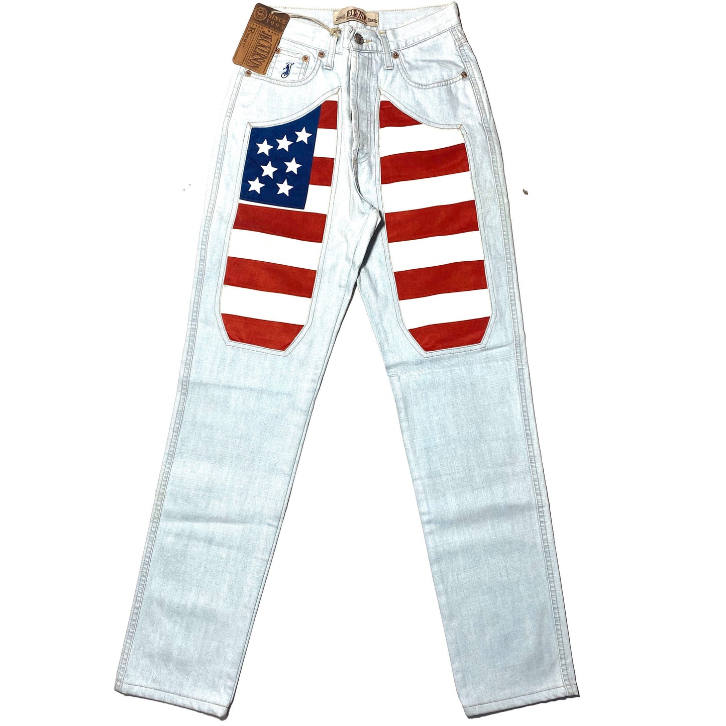 Jeckerson 90s stars & stripes star spangled banner light denim ladies jeans sz 42 new with tags