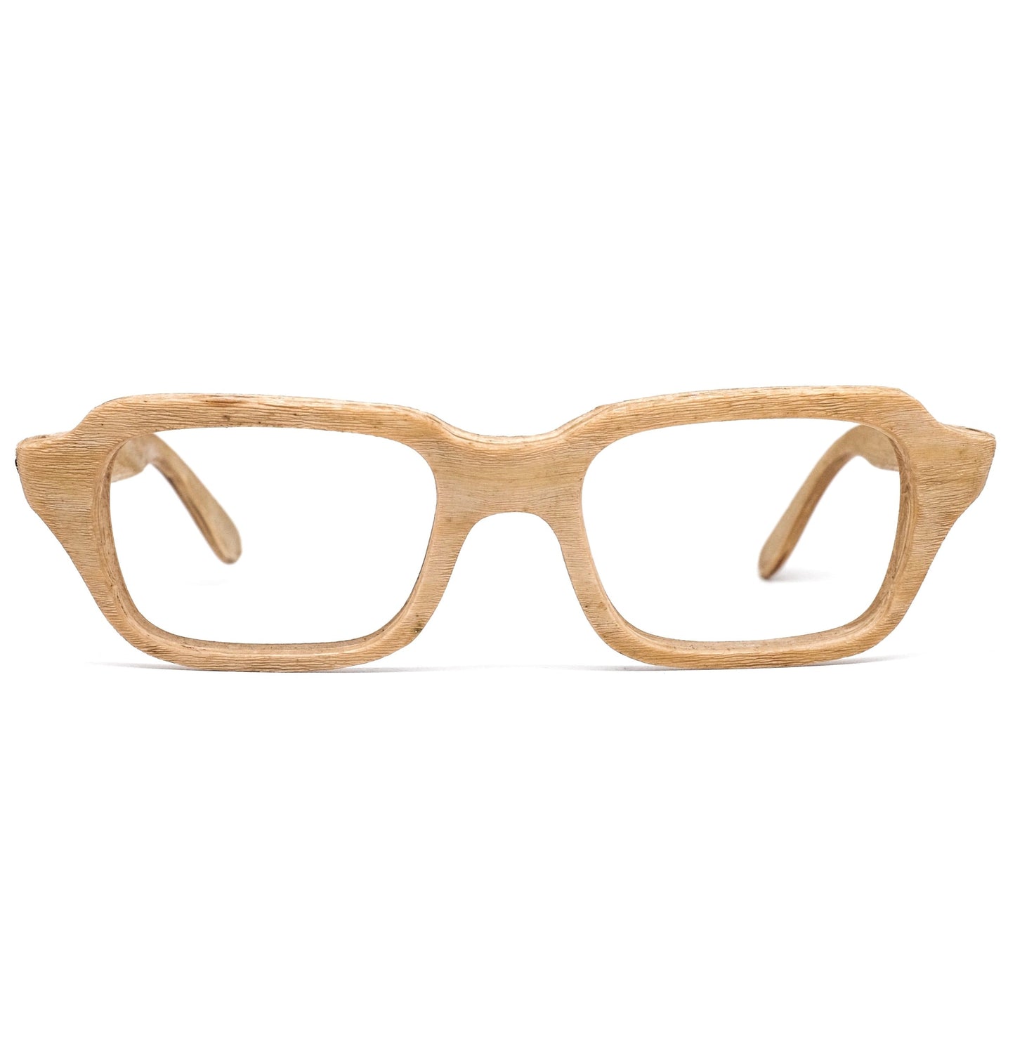 Baruffaldi wood effect eyeglasses frames hand made in Italy in natural light wood colour from the 80s, new old stock