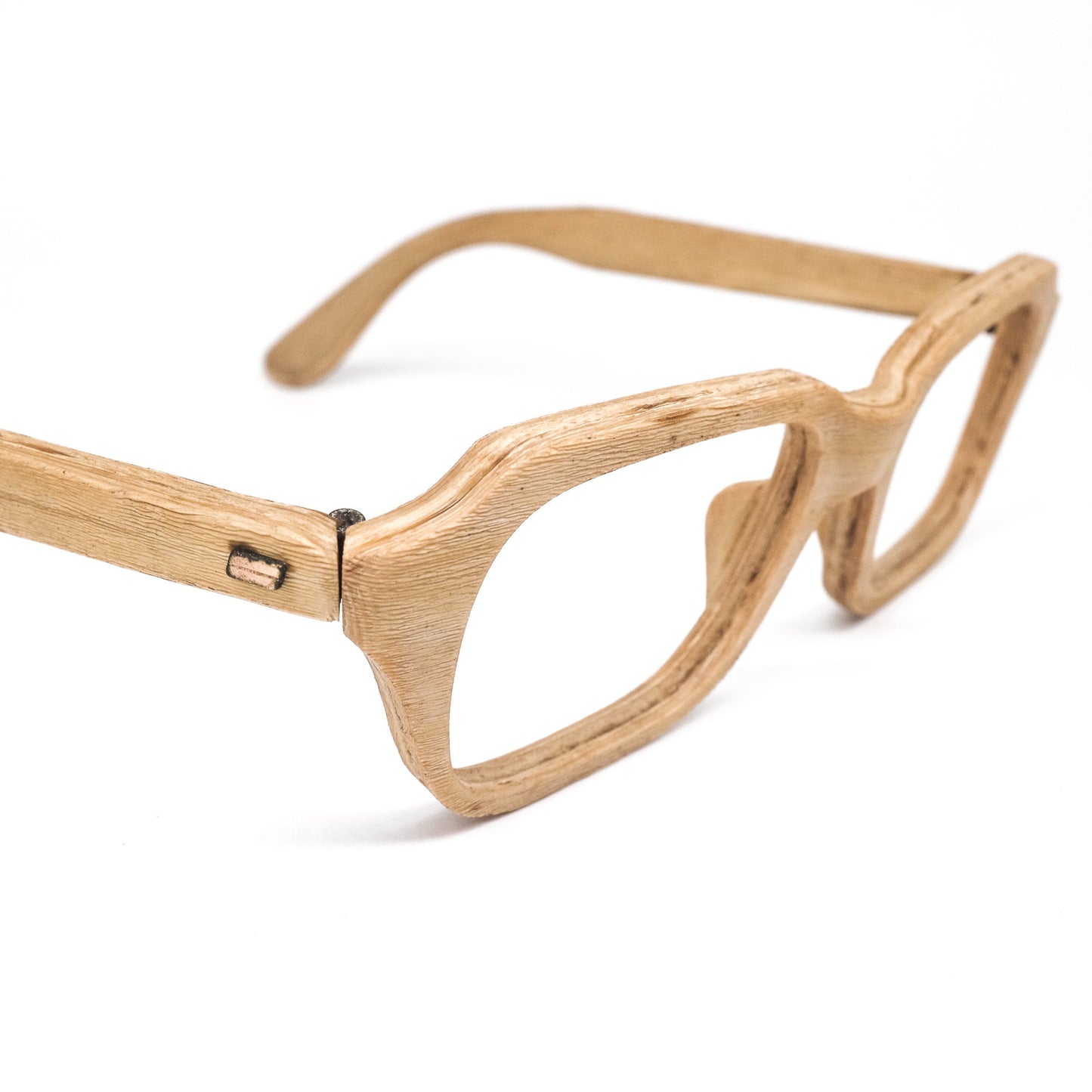 Baruffaldi wood effect eyeglasses frames hand made in Italy in natural light wood colour from the 80s, new old stock