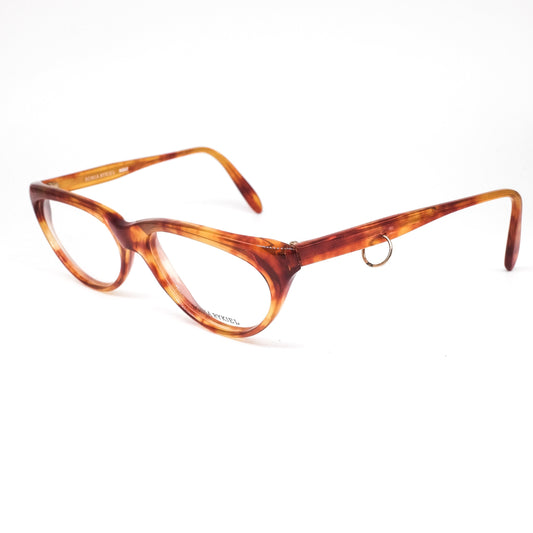 Sonia Rykiel SR10 oval light brown tortoise eyeglasses frames with cool pierced temple detail, NoS 80s France