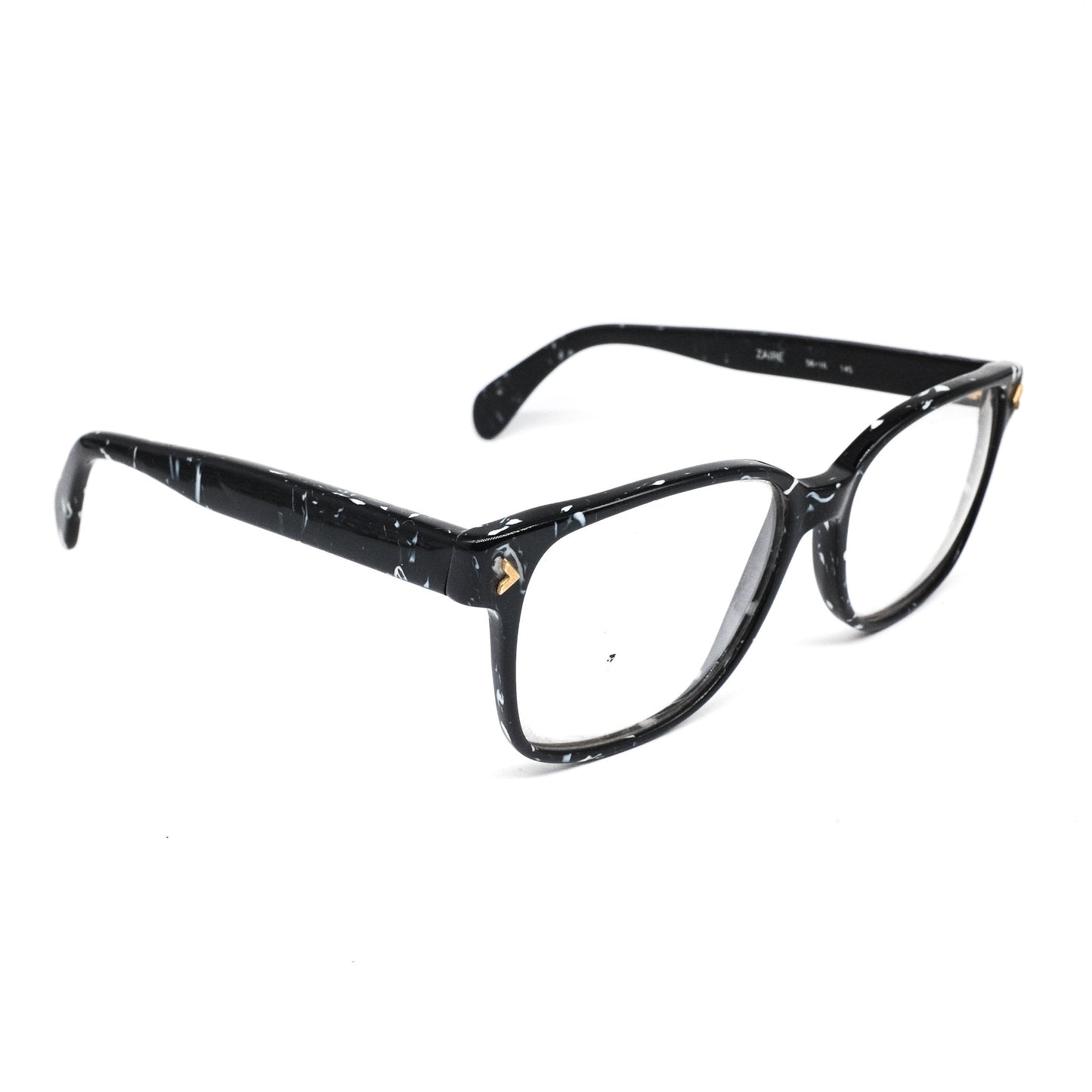 Lozza Zaire black and white marble like cellulose square eyeglasses frames, 1970's  NOS Italy