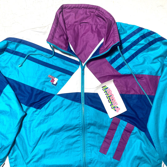 Brugi 90s NWT colorful turquoise tracksuit windbreaker jacket made in Italy, mint