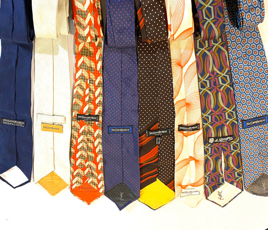 YSL Saint Laurent vintage silk ties made in Italy, 1970s / 80s /90s mint